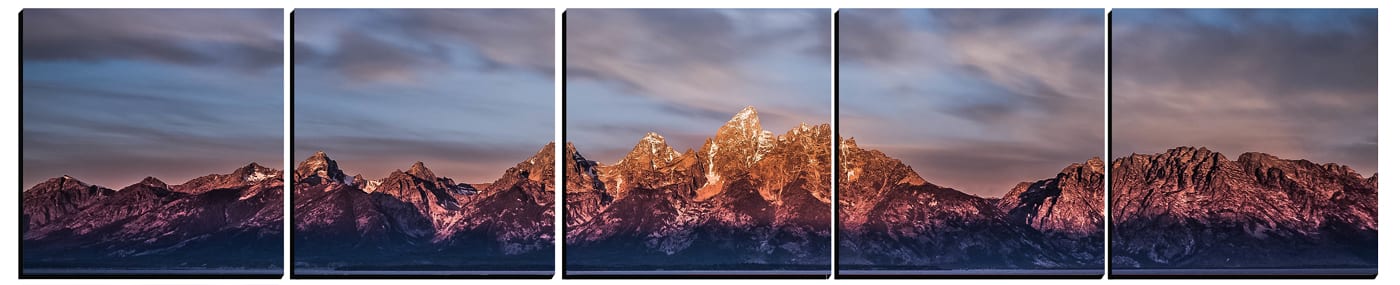Grand Teton National Park at Sunset printed on 5 stylish PhotoSquares