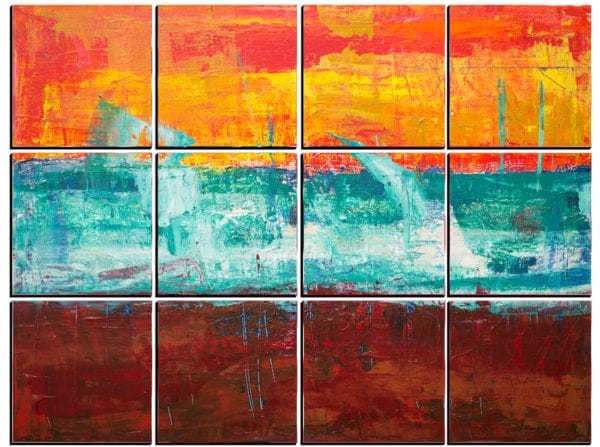 Beautiful abstract painting using fall colors on 12 stylish PhotoSquares